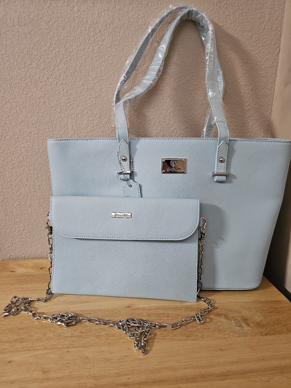 Light Blue Tote and Crossbody Set